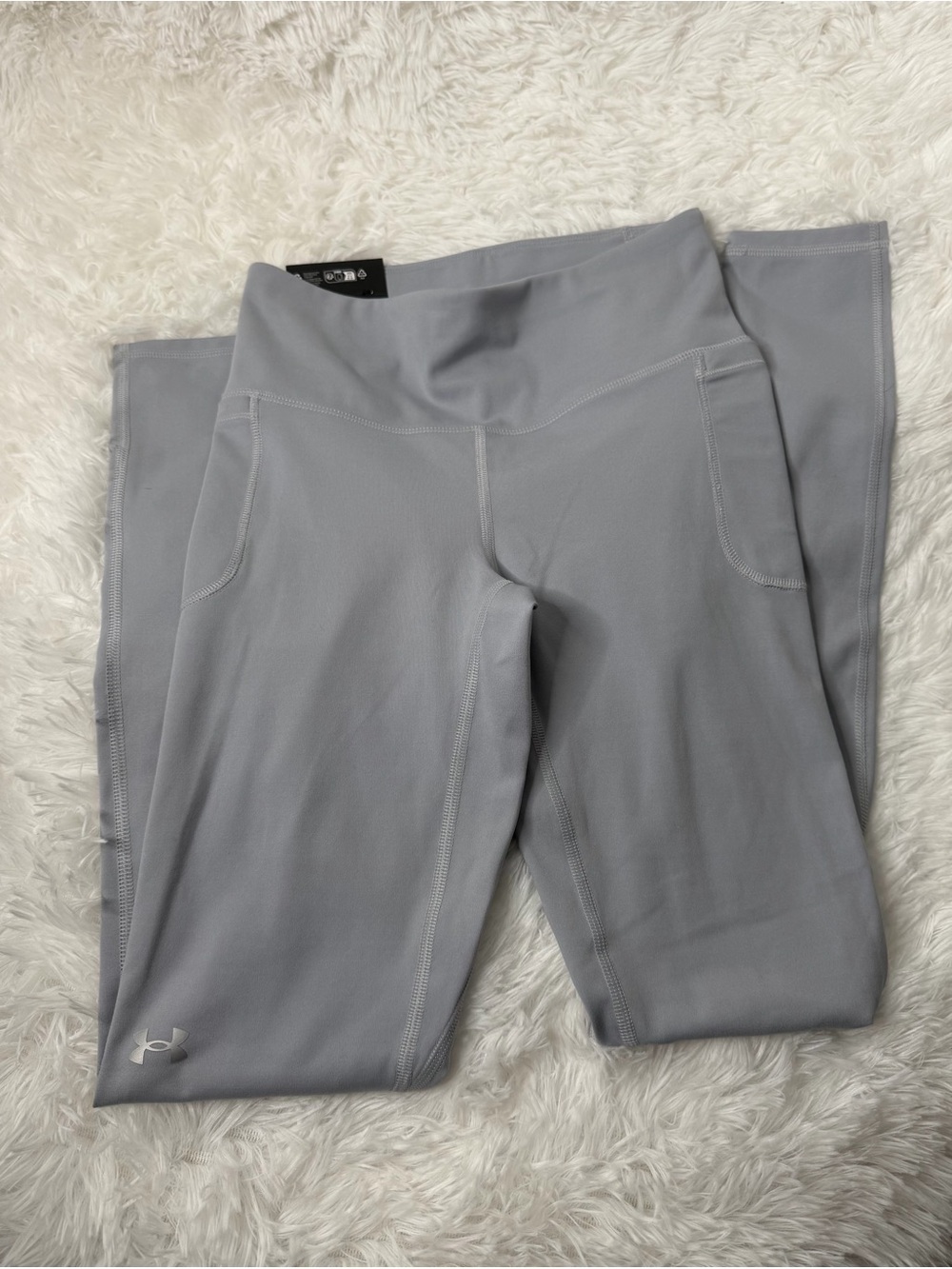 Under Armour Light Gray Girls' Athletic Leggings with Side Pockets